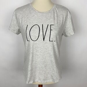 Rae Dunn Heather‎ Gray Love SS Graphic Tee Womens Size S Classic Basic